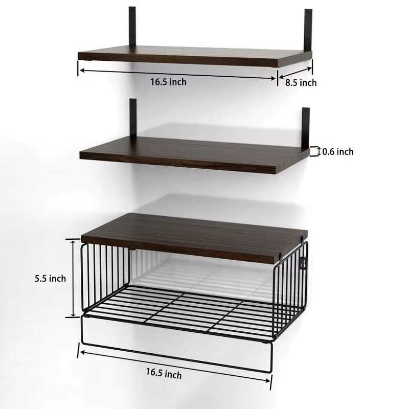 Wall Mounted Wood Floating Shelves