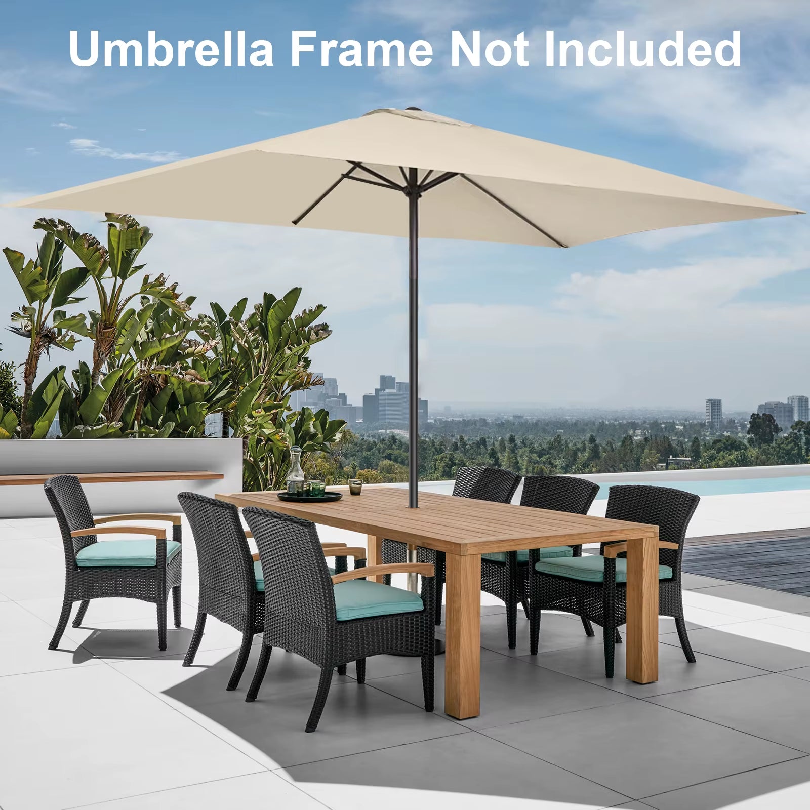 2X3M Garden Parasol Replacement Cloth Rainproof Sunshade Canopy Patio Waterproof Cloth for Outdoor Beach Picnic Camping