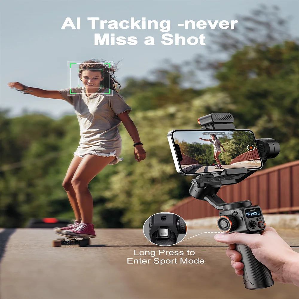 Office Gimbal Isteady M6 3-Axis Cell Phone Stabilize for Xiaomi with AI Tracker Magnetic Fill Light Full Color Video Vlogg