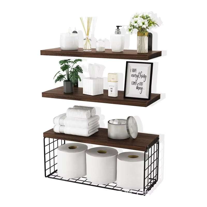 Wall Mounted Wood Floating Shelves