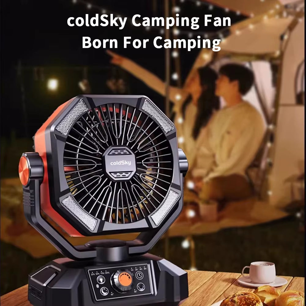 Coldsky Camping Fan with 4 LED Lantern 8 Speeds Desk Fan 20000Mah Battery Portable Outdoor Fan for Outdoor Camping and Fishing