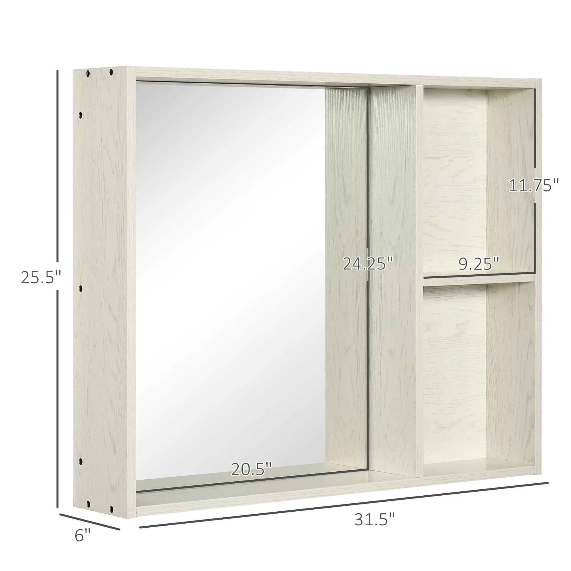 Wall Mounted Medicine Cabinet with Mirror, Shelf, Bathroom Cabinet, White