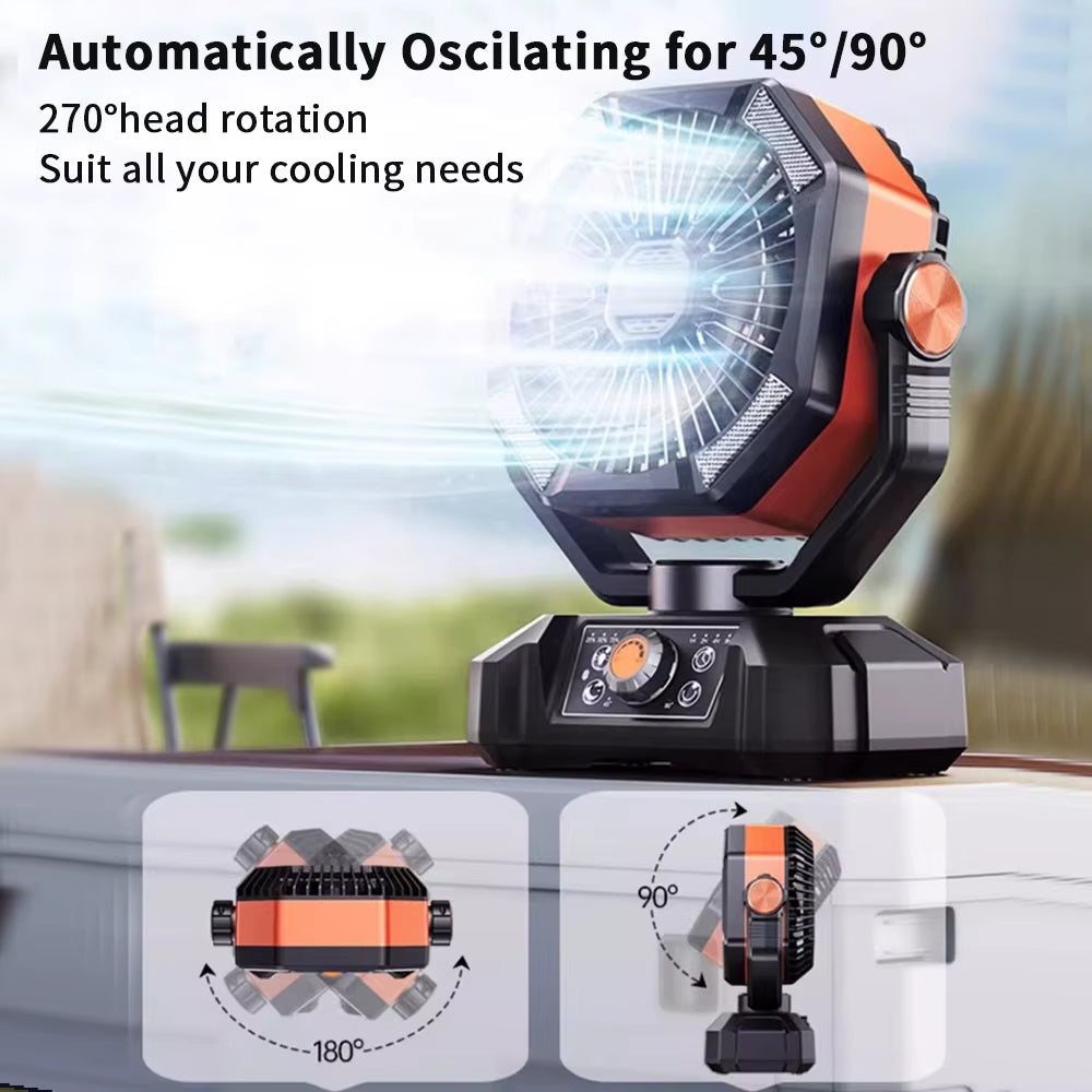 Coldsky Camping Fan with 4 LED Lantern 8 Speeds Desk Fan 20000Mah Battery Portable Outdoor Fan for Outdoor Camping and Fishing