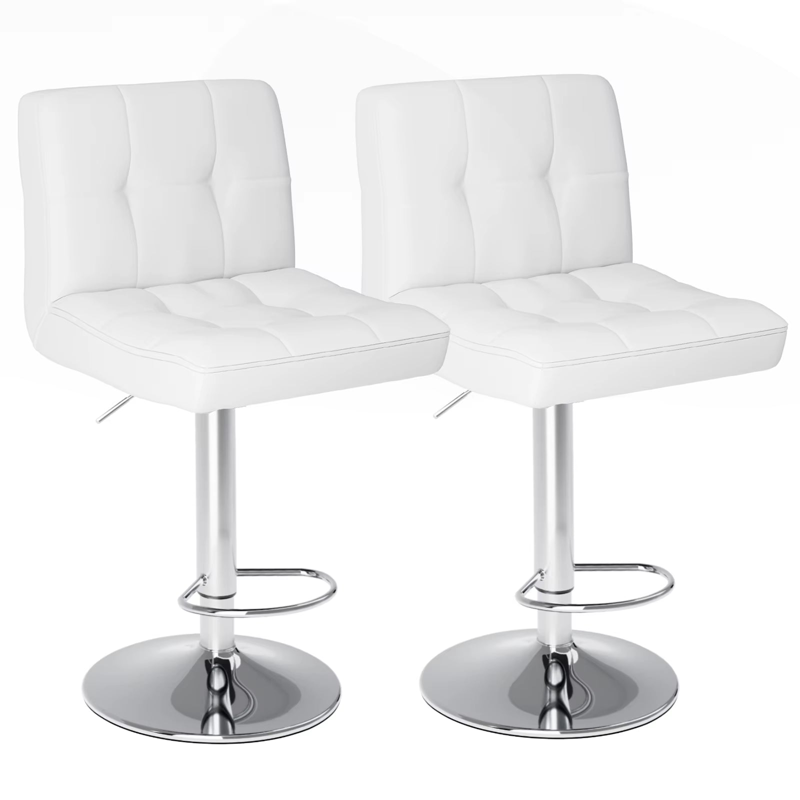PU Leather Bar Stools Set of 2,Upholstered Counter Height Bar Stools,Sgs Certified Gas Gylinder Comfortbale Backrest