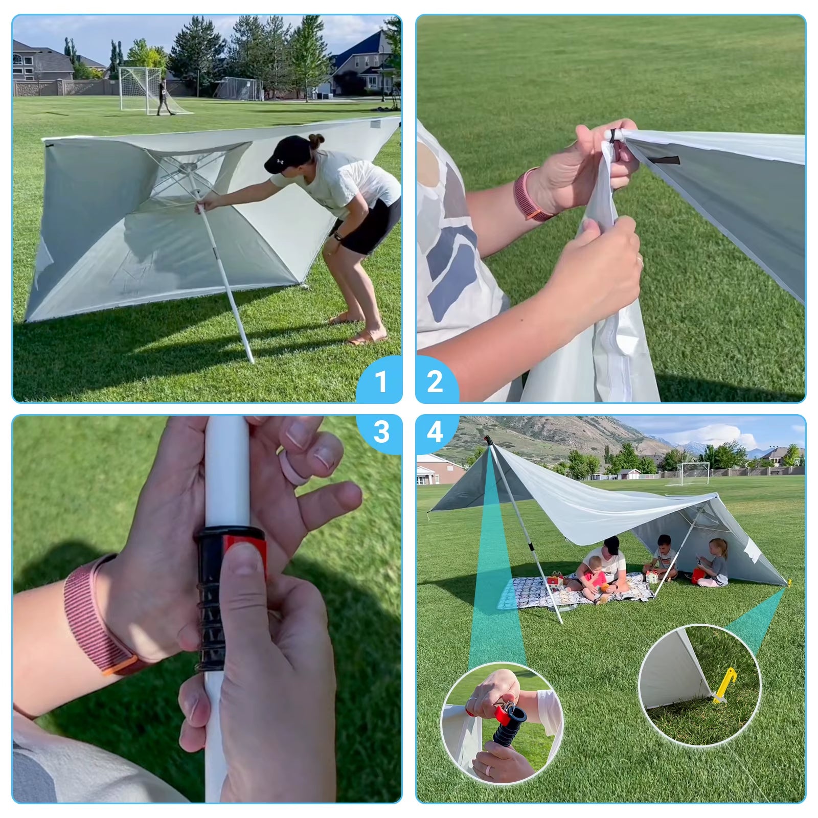 Beach Umbrella Tent, Camping Sun Shelter, Outdoor Shade Beach Canopy for Camping Trips, Fishing, Backyard