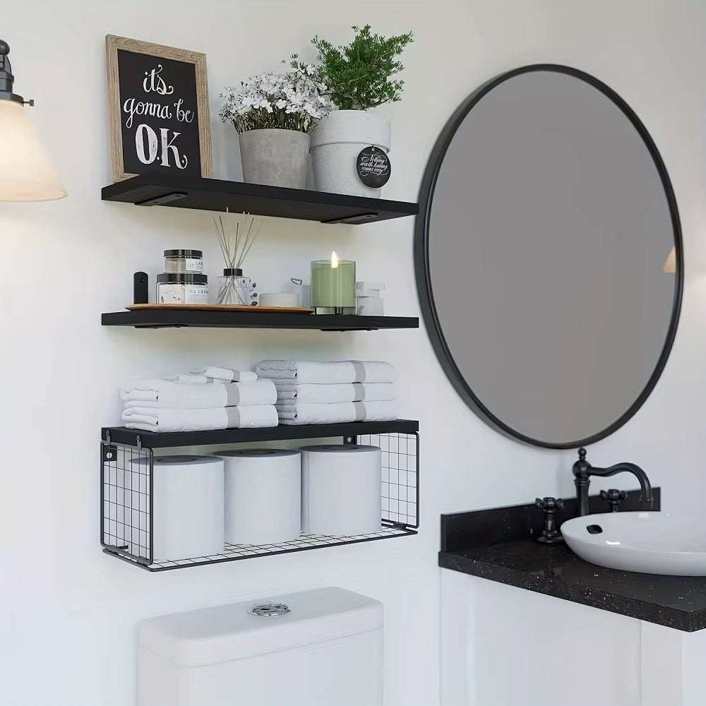 Wall Mounted Wood Floating Shelves