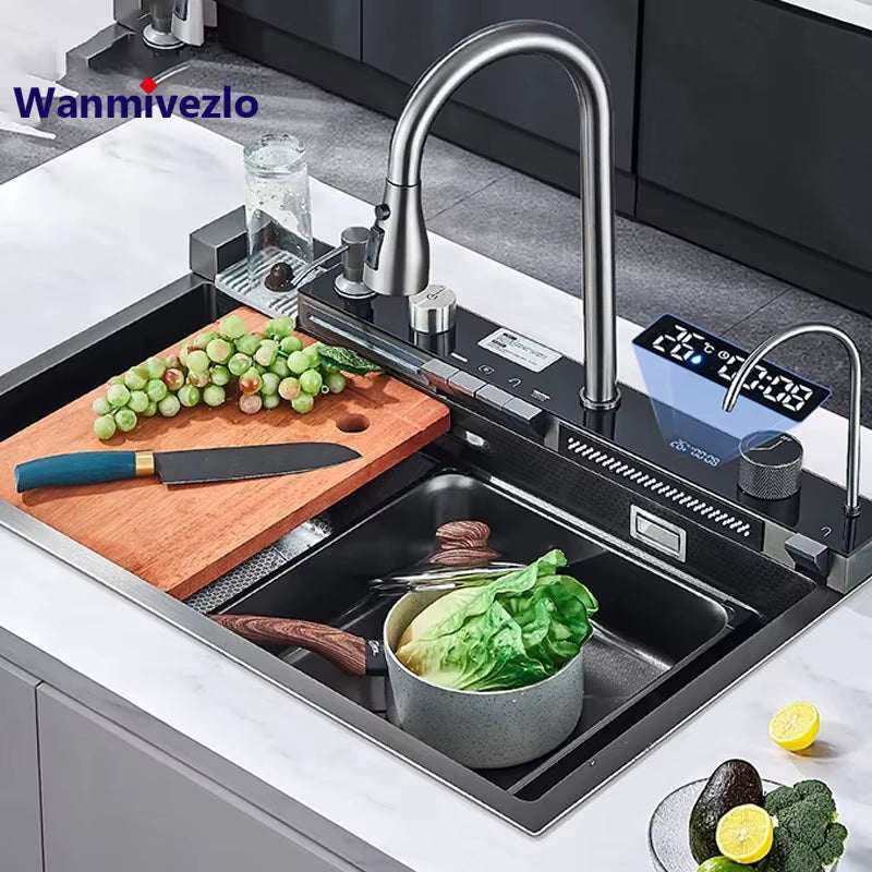 304 Stainless Steel Waterfall Kitchen Sink