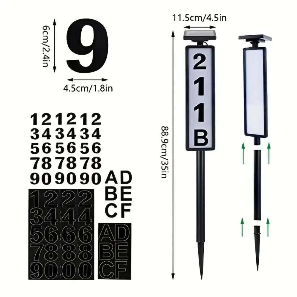 Solar Powered LED House Number Sign