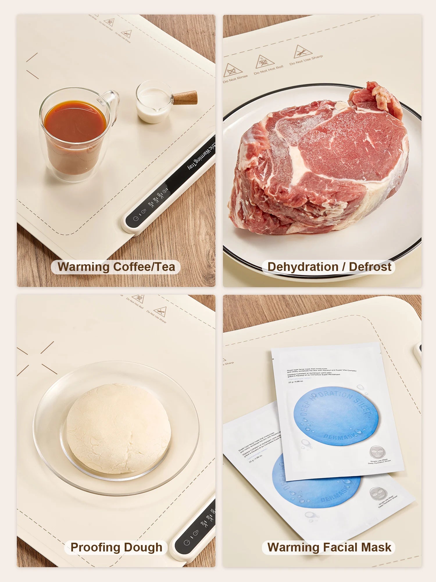Electric Warming Tray, Foldable Food Warming Mat with 3 Temperature Settings, Auto Shut-Off Food Warmer for Buffet