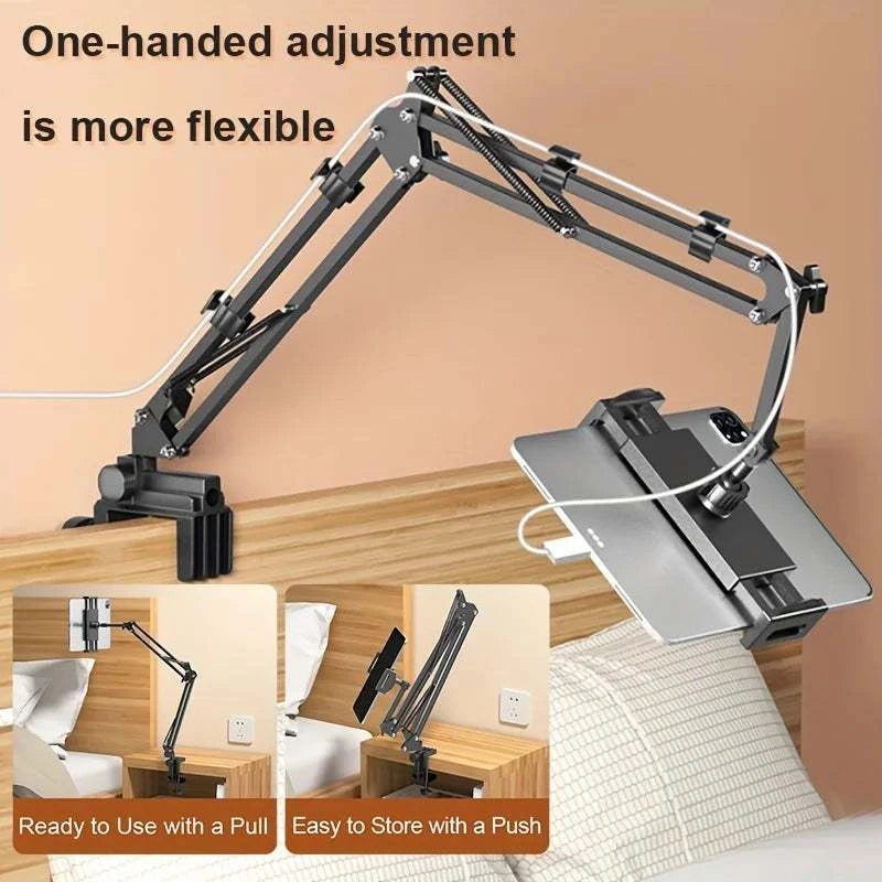 Adjustable Bed Tablet Holder Rotatable Long Arm Metal Desktop Tablet Bracket Mounts Clamp for 4.7-13" for Ipad Mini Air Pro