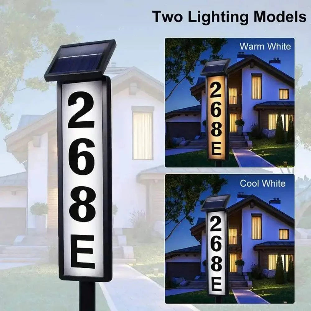 Solar Powered LED House Number Sign