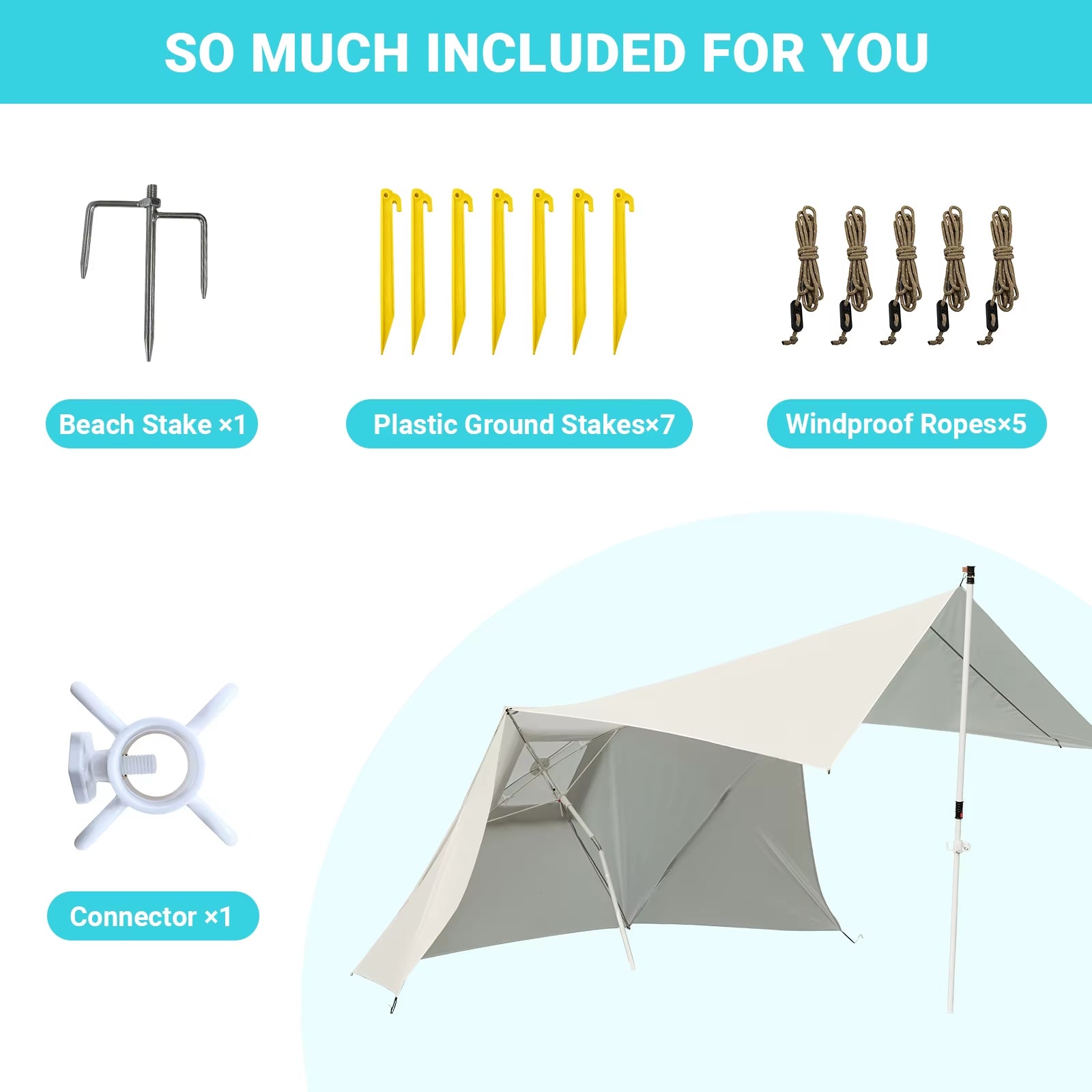 Beach Umbrella Tent, Camping Sun Shelter, Outdoor Shade Beach Canopy for Camping Trips, Fishing, Backyard