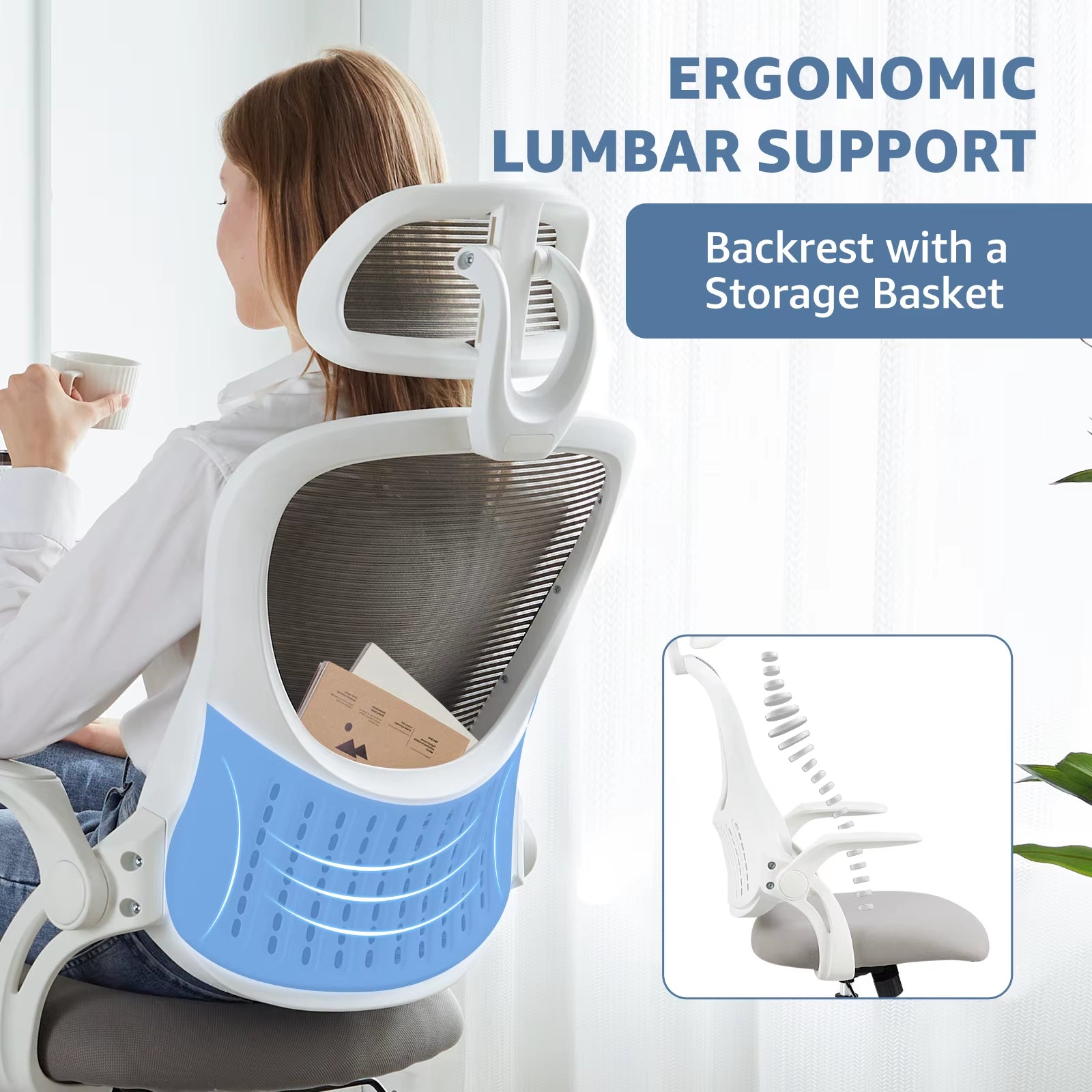 Ergonomic office chair with lumbar support and breathable mesh back