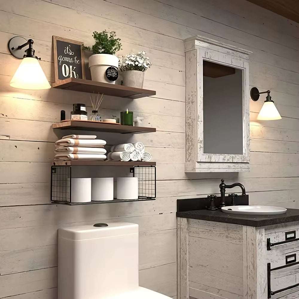 Wall Mounted Wood Floating Shelves