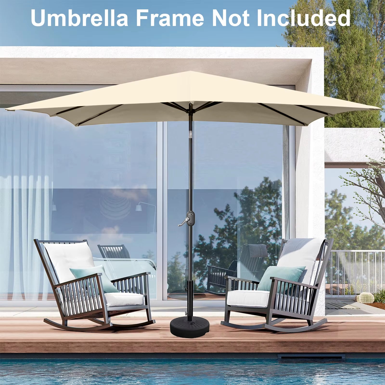 2X3M Garden Parasol Replacement Cloth Rainproof Sunshade Canopy Patio Waterproof Cloth for Outdoor Beach Picnic Camping