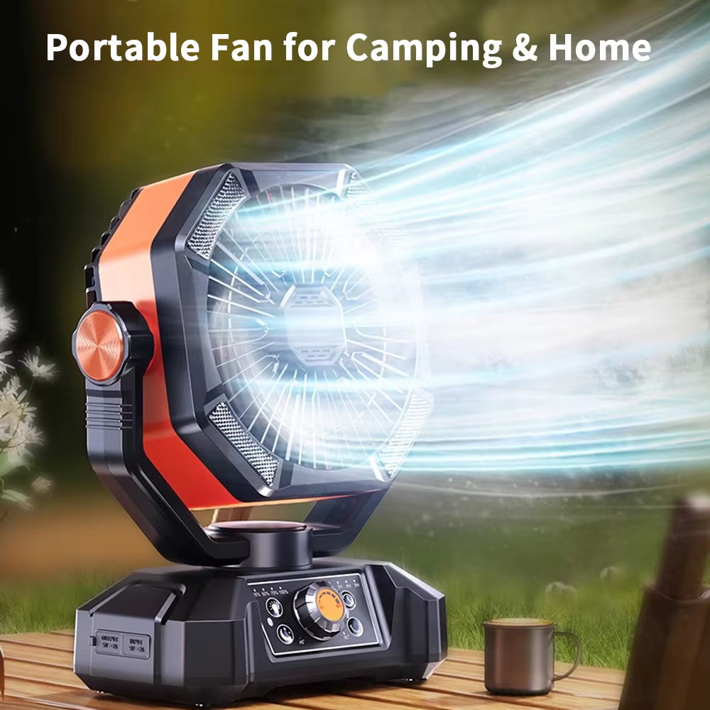 Coldsky Camping Fan with 4 LED Lantern 8 Speeds Desk Fan 20000Mah Battery Portable Outdoor Fan for Outdoor Camping and Fishing