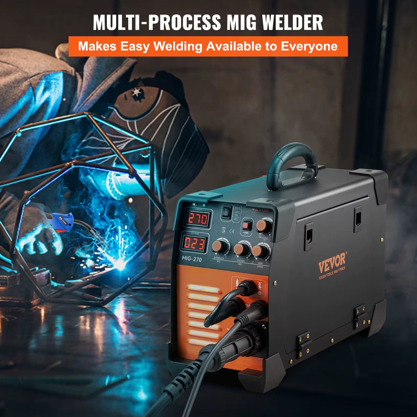 MIG-270 3 In 1 Portable Inverter Welder with control panel