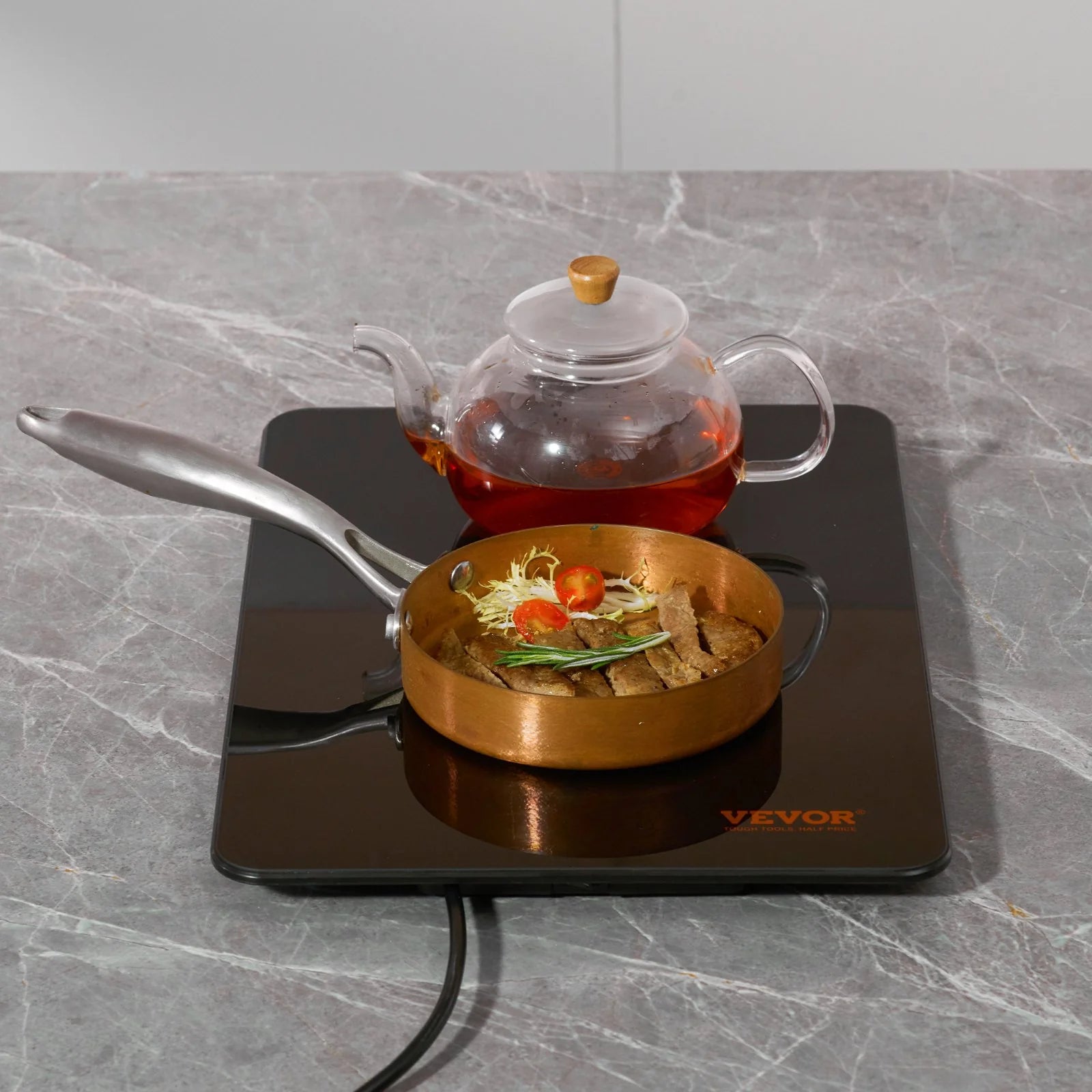 VEVOR Electric Warming Tray, 16.5 X 11 Portable Tempered Glass Heating Tray with Temperature Control (65-90¡Æ), Perfect for Dinner, Catering, House, Parties, Events, Entertaining and Holiday, Black