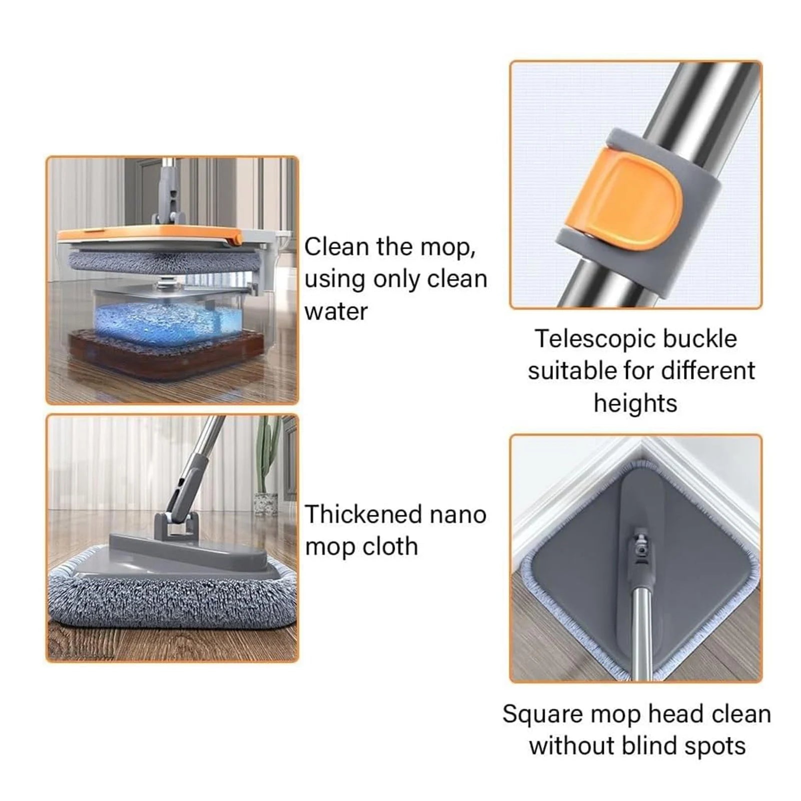 Lazy Floor Floating Mop Water Separation 360 Rotating Spin Mop Microfiber Sewage Separation Mop Self-Cleaning Free Hand Wash Mop