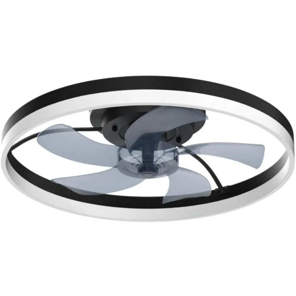 20'' Modern Low Profile Ceiling Fan with Light, with Remote Control, Bladeless Flush Mount for Living Room,Small Room