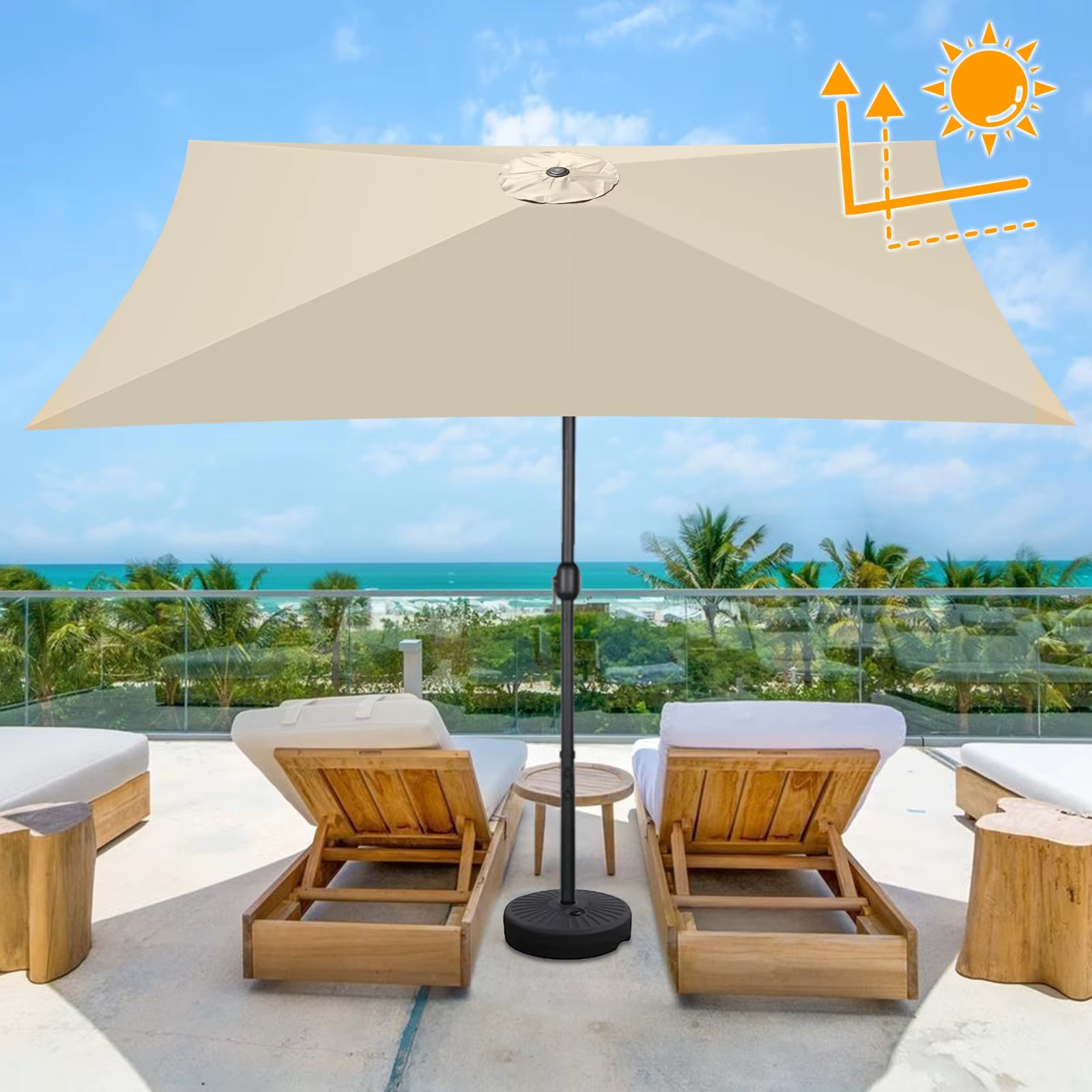 2X3M Garden Parasol Replacement Cloth Rainproof Sunshade Canopy Patio Waterproof Cloth for Outdoor Beach Picnic Camping