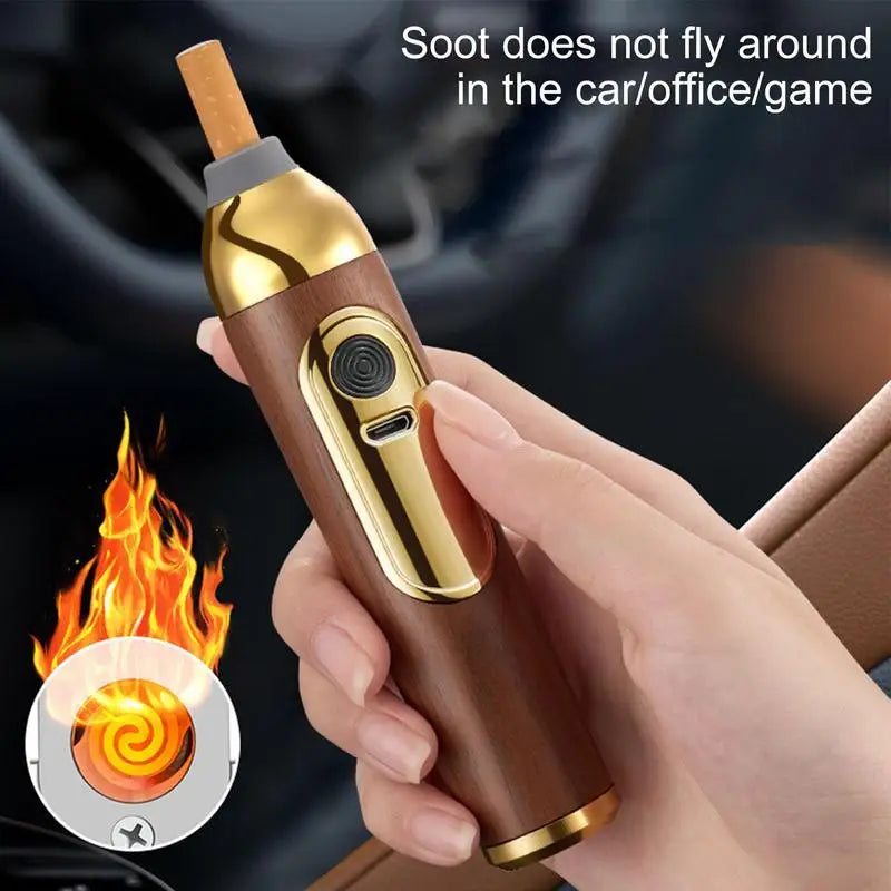 Mini Handheld Ashtrays anti Soot-Flying Cigar Cover Walnut Wood Cigar Holder Ash Organizer for Car Driving Ashtray Cigar Holder