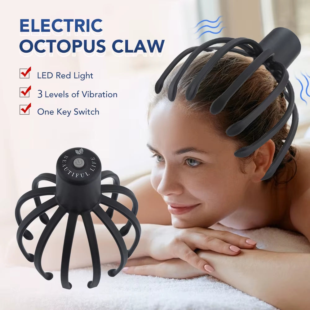 Electric Octopus Claw Scalp Massager with 12 flexible TPE arms