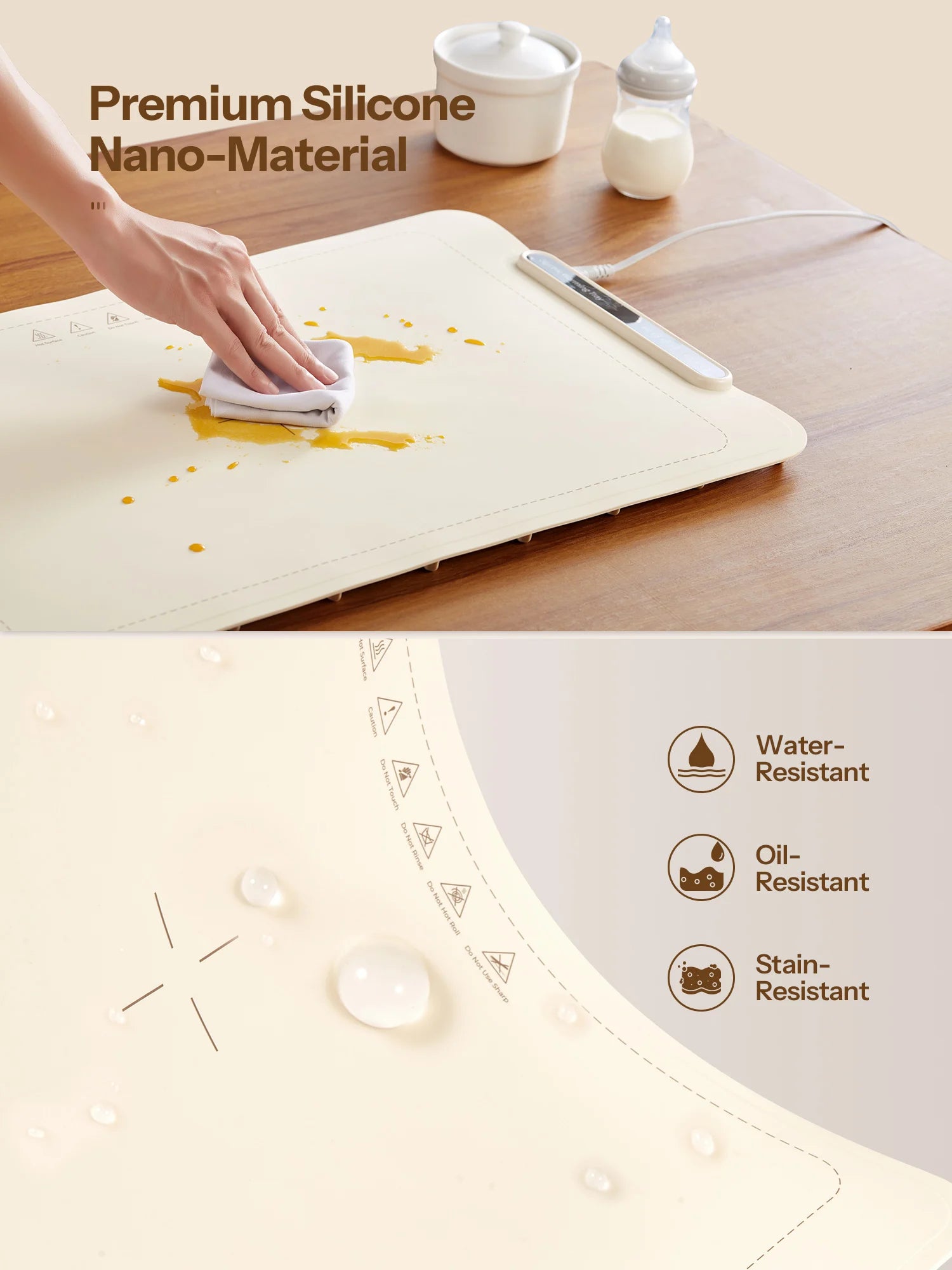 Electric Warming Tray,  Foldable Food Warming Mat with 3 Temperature Settings, Auto Shut-Off Food Warmer for Buffet