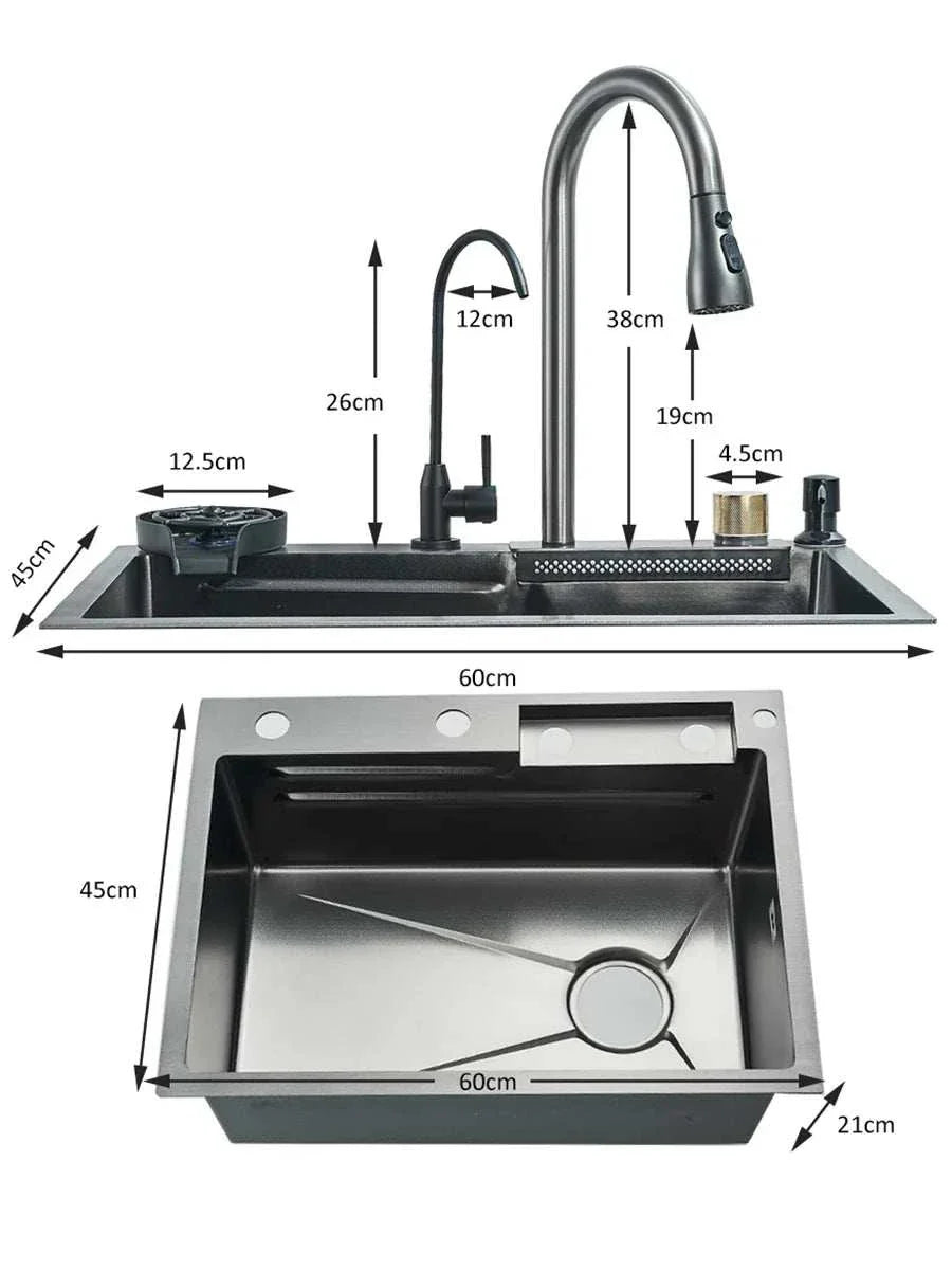 Stainless Steel Waterfall Kitchen Sink