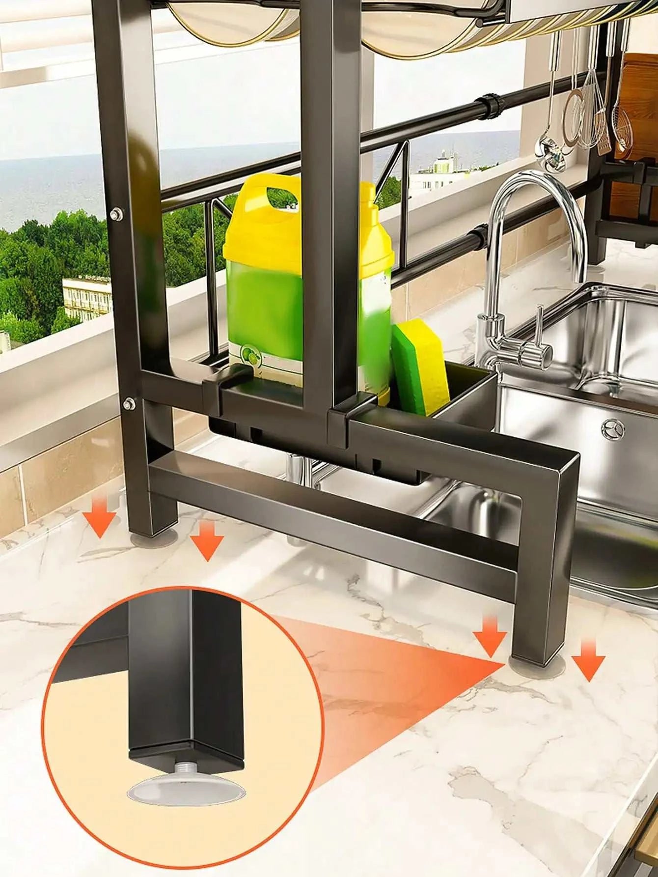 Expandable 2-Tier Stainless Steel Dish Rack