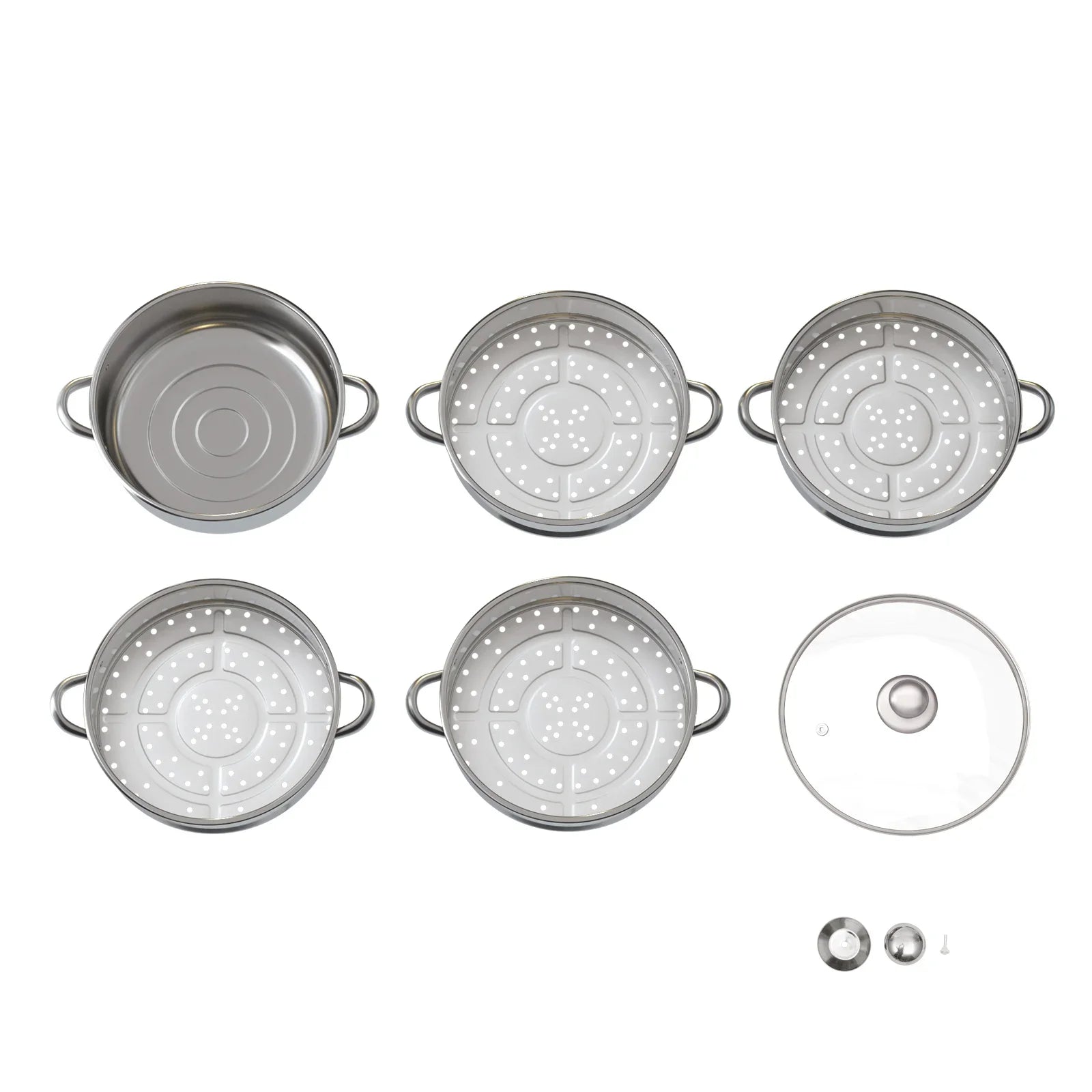 30Cm 5 Floors Steam Cooker Pot Kitchen Steamer Cooker Stainless Steel Steamer with Glass Lid