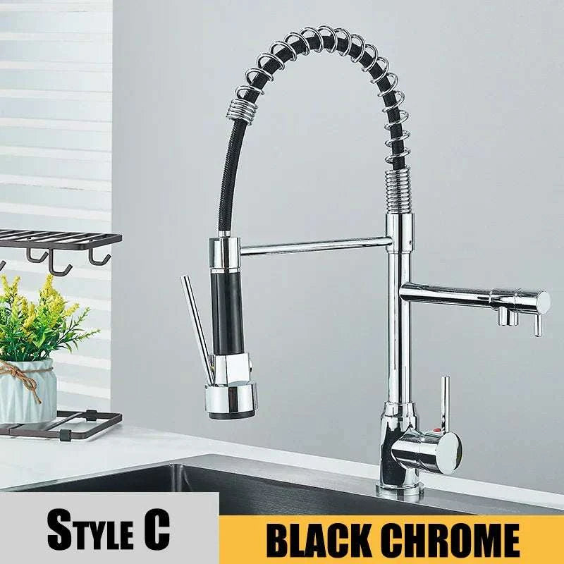 Black Pull-Down Kitchen Faucet