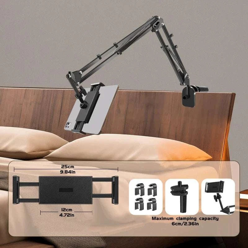Adjustable Bed Tablet Holder Rotatable Long Arm Metal Desktop Tablet Bracket Mounts Clamp for 4.7-13" for Ipad Mini Air Pro