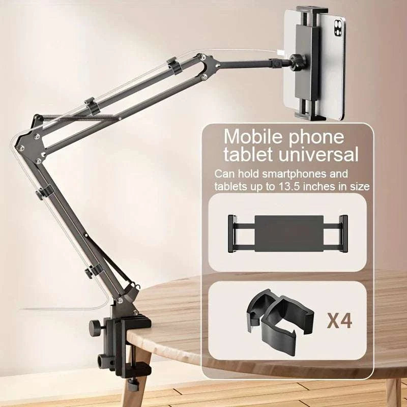 Adjustable Bed Tablet Holder Rotatable Long Arm Metal Desktop Tablet Bracket Mounts Clamp for 4.7-13" for Ipad Mini Air Pro