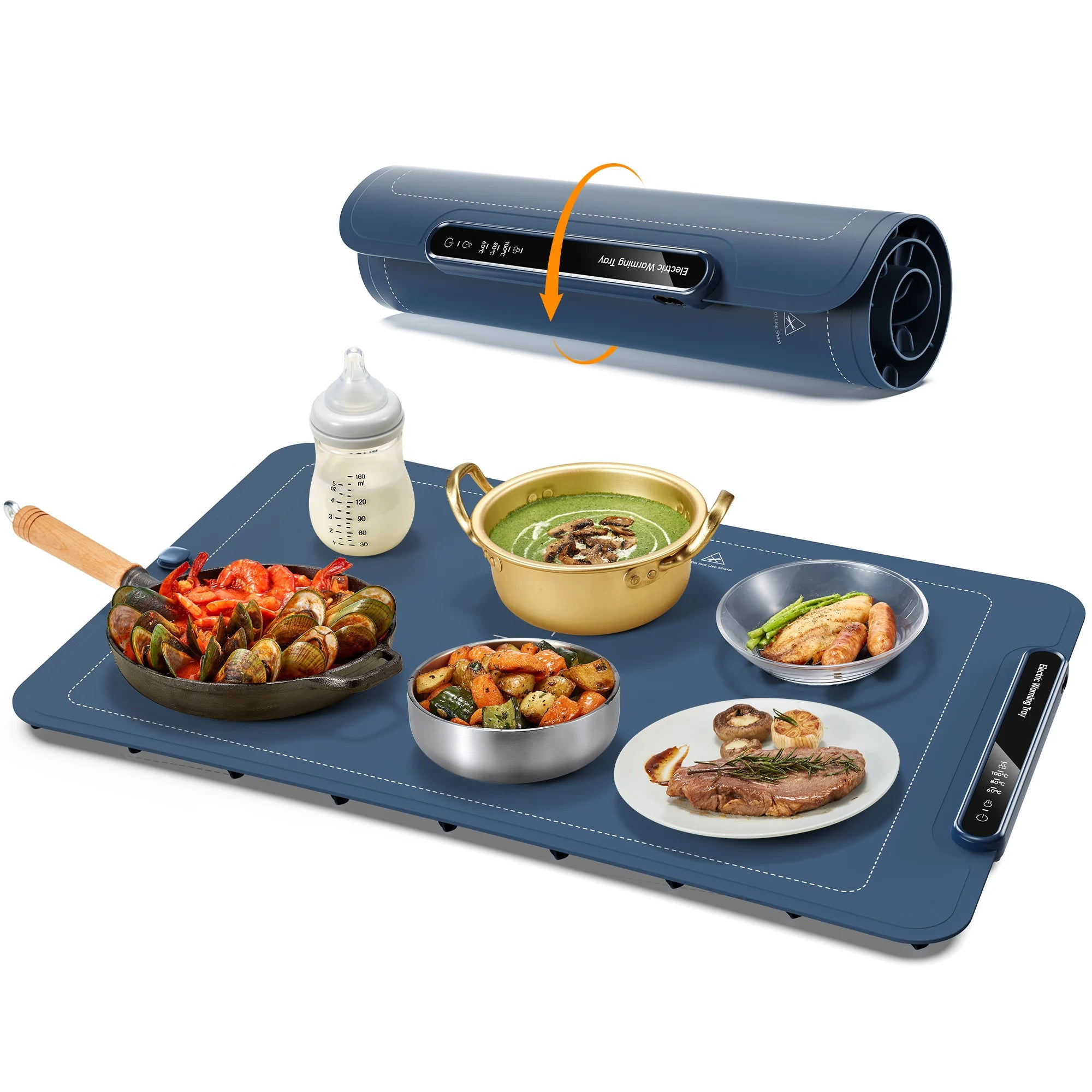 Electric Warming Tray,  Foldable Food Warming Mat with 3 Temperature Settings, Auto Shut-Off Food Warmer for Buffet