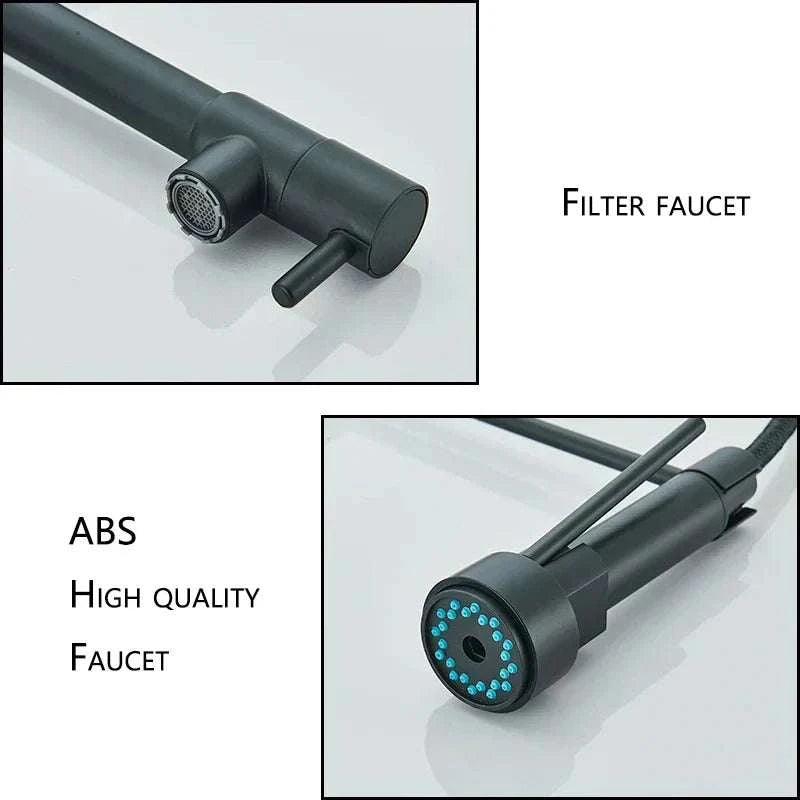 Black Pull-Down Kitchen Faucet