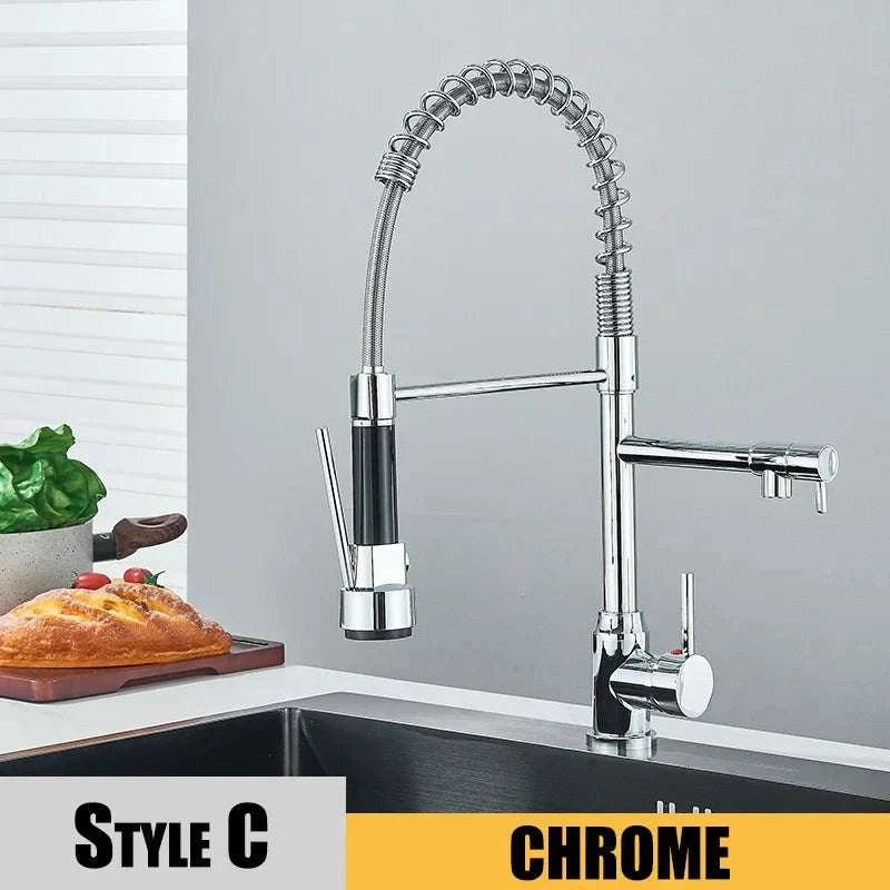 Black Pull-Down Kitchen Faucet