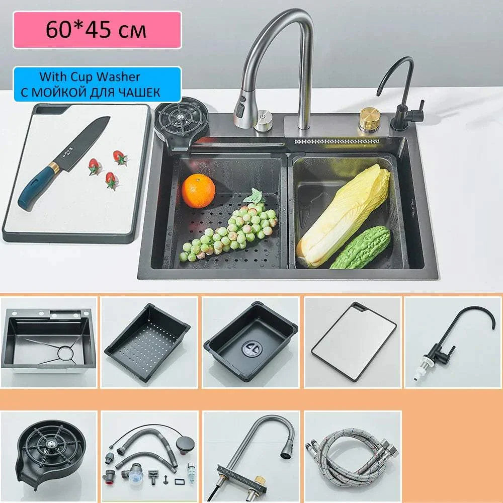 Stainless Steel Waterfall Kitchen Sink