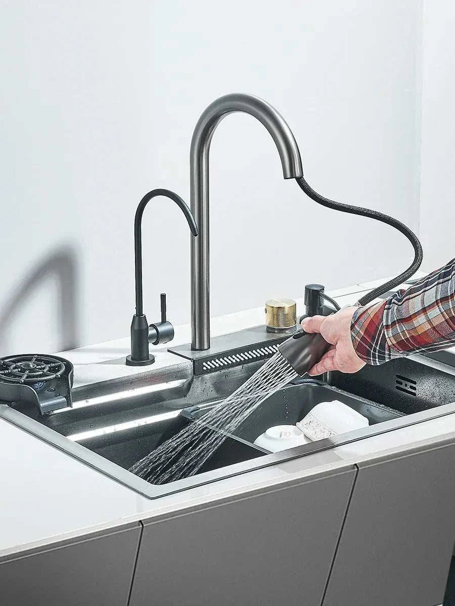 Stainless Steel Waterfall Kitchen Sink