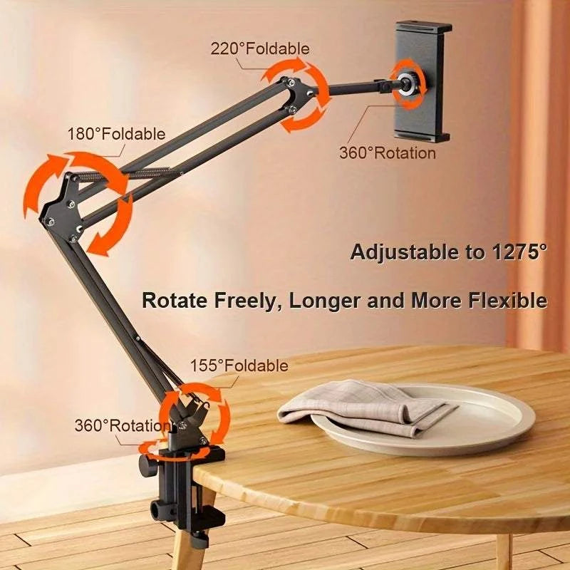 Adjustable Bed Tablet Holder Rotatable Long Arm Metal Desktop Tablet Bracket Mounts Clamp for 4.7-13" for Ipad Mini Air Pro