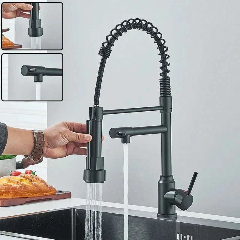 Black Pull-Down Kitchen Faucet