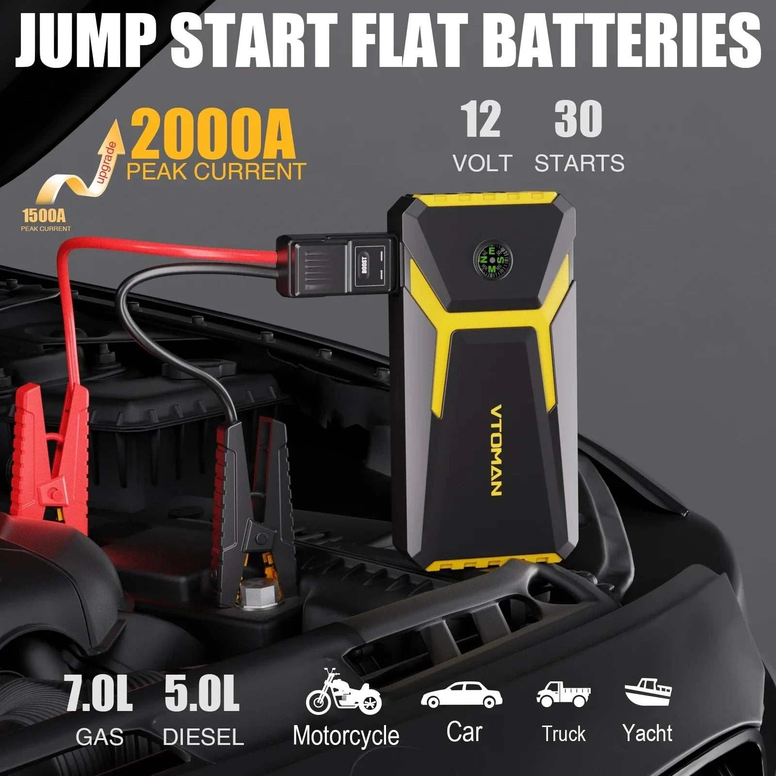 V6 Pro 2000A Car Jump Starter