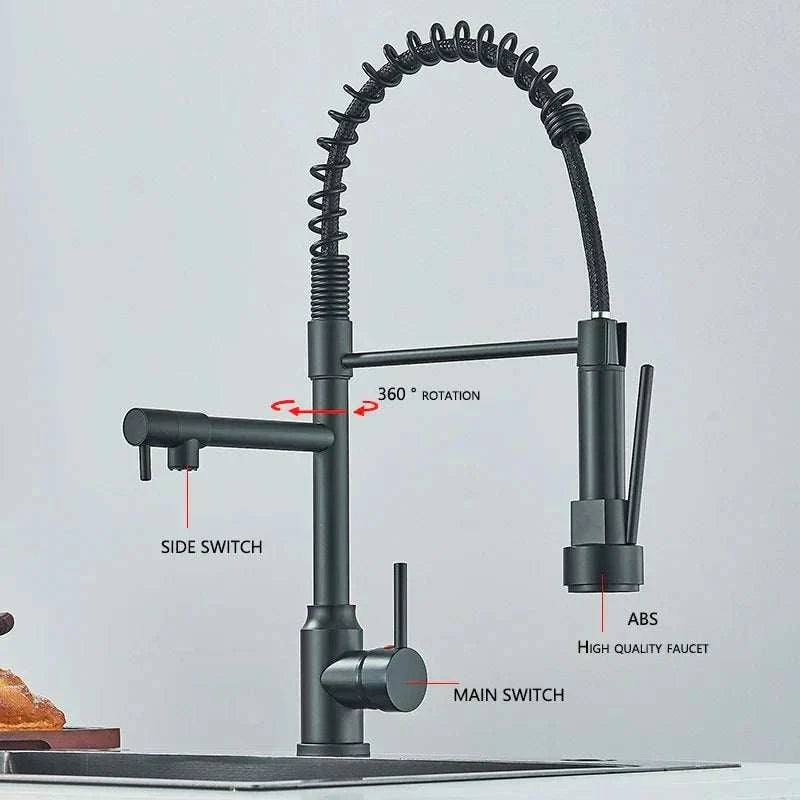 Black Pull-Down Kitchen Faucet