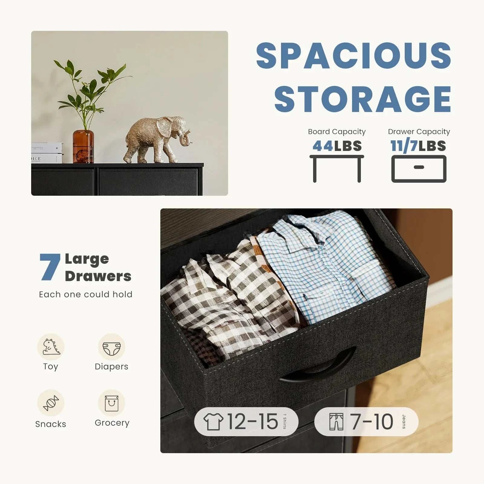7-Drawer Fabric Dresser