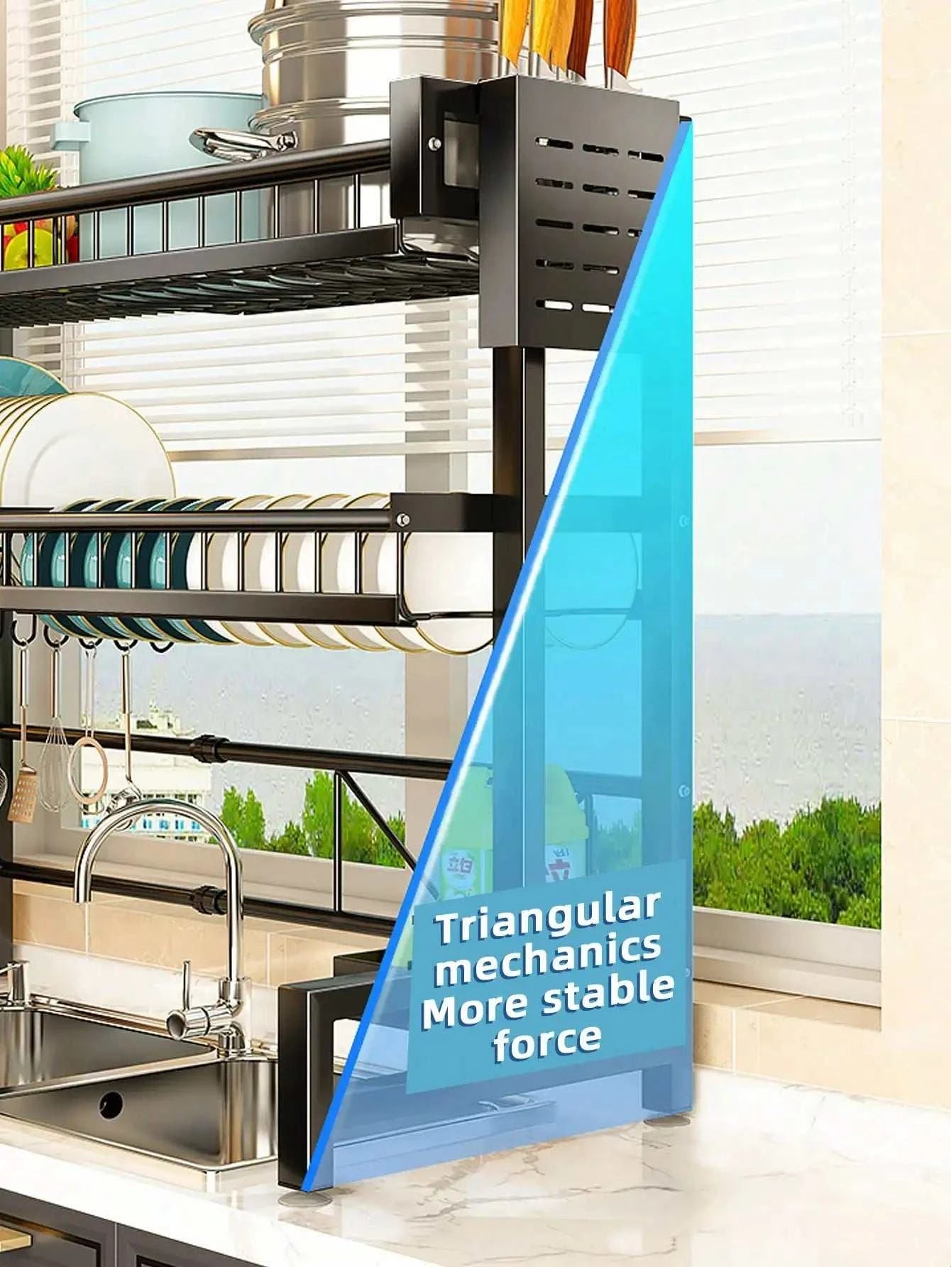 Expandable 2-Tier Stainless Steel Dish Rack