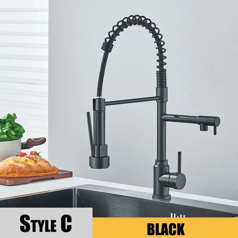 Black Pull-Down Kitchen Faucet