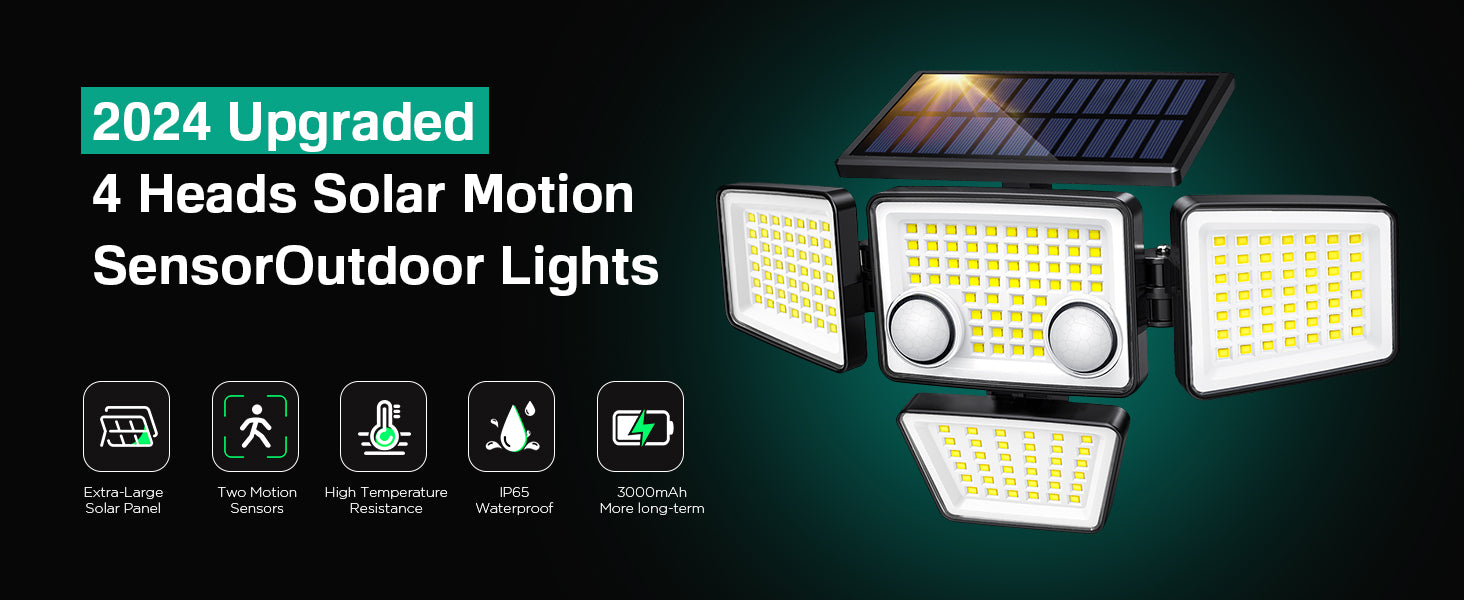 3000LM Solar Outdoor Motion Sensor Flood Lights