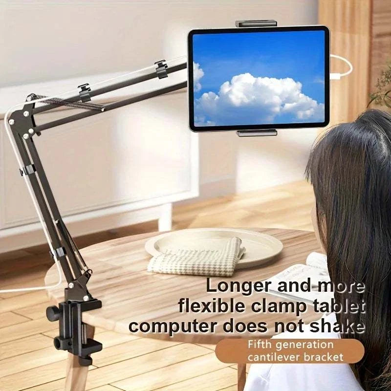 Adjustable Bed Tablet Holder Rotatable Long Arm Metal Desktop Tablet Bracket Mounts Clamp for 4.7-13" for Ipad Mini Air Pro