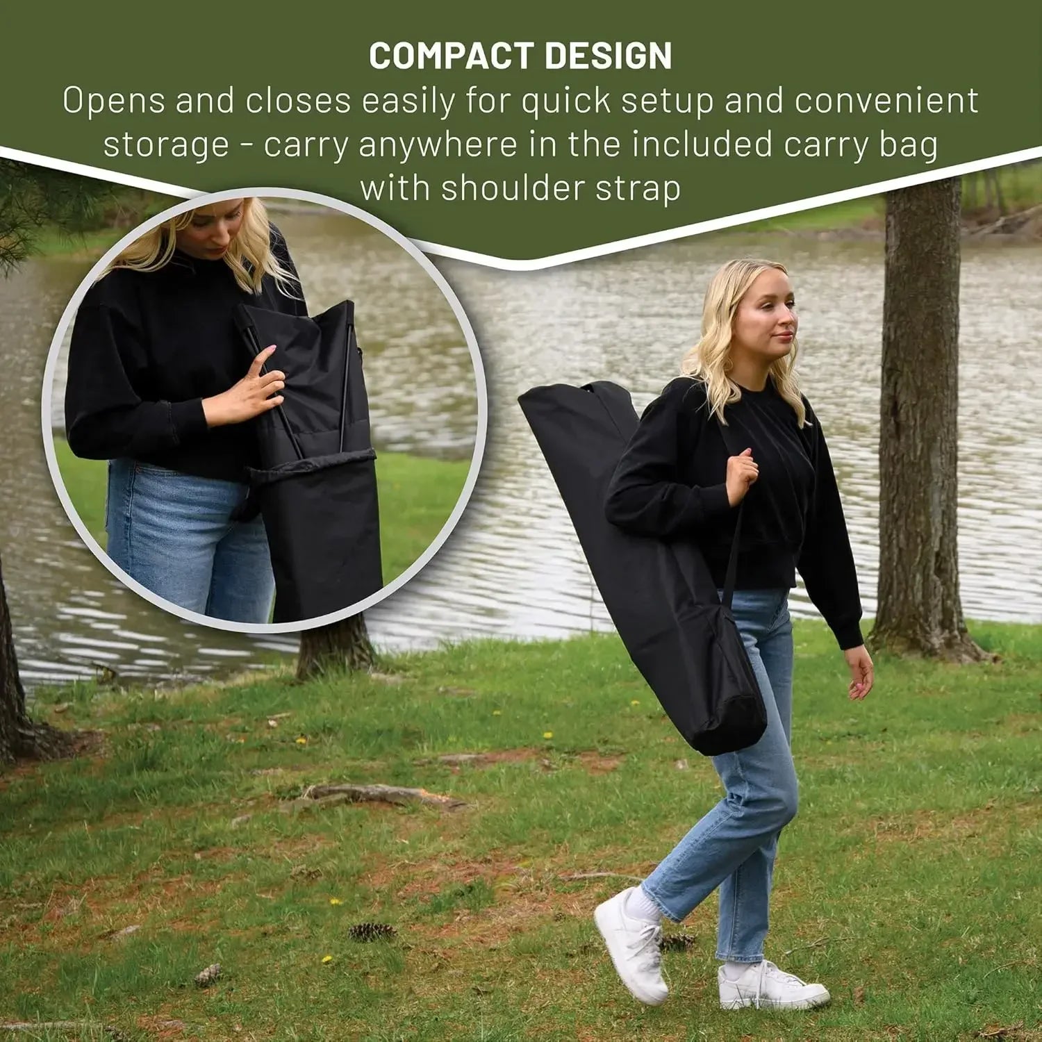 Portable Hammock Camping Chair, Padded Folding Swing Hammock Chair with Stand, Heavy Duty Hammock Camp with Carry