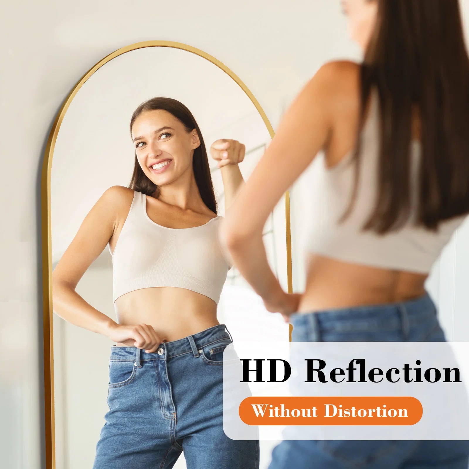 Full Body Wall Mirror 59"X16" Standing Hanging or Wall-Mounted Mirrors with Stand Aluminum Alloy Frame for Bathroom Bedroom